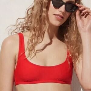 J. Crew Heritage Scoop Neck Bikini Top in Red Size Medium